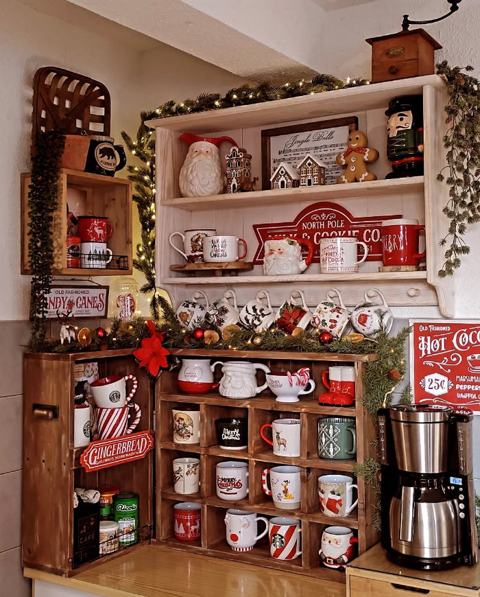 AGNÈS Farmhouse Wall Shelf with Hooks – Handmade Wooden Kitchen Display