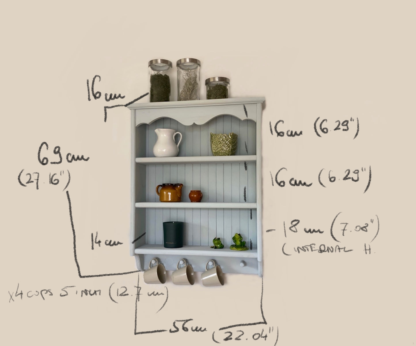 s99 BESPOKE STEPHANIE Rustic Wall-Mounted Kitchen Shelf – Elegant Storage & Display