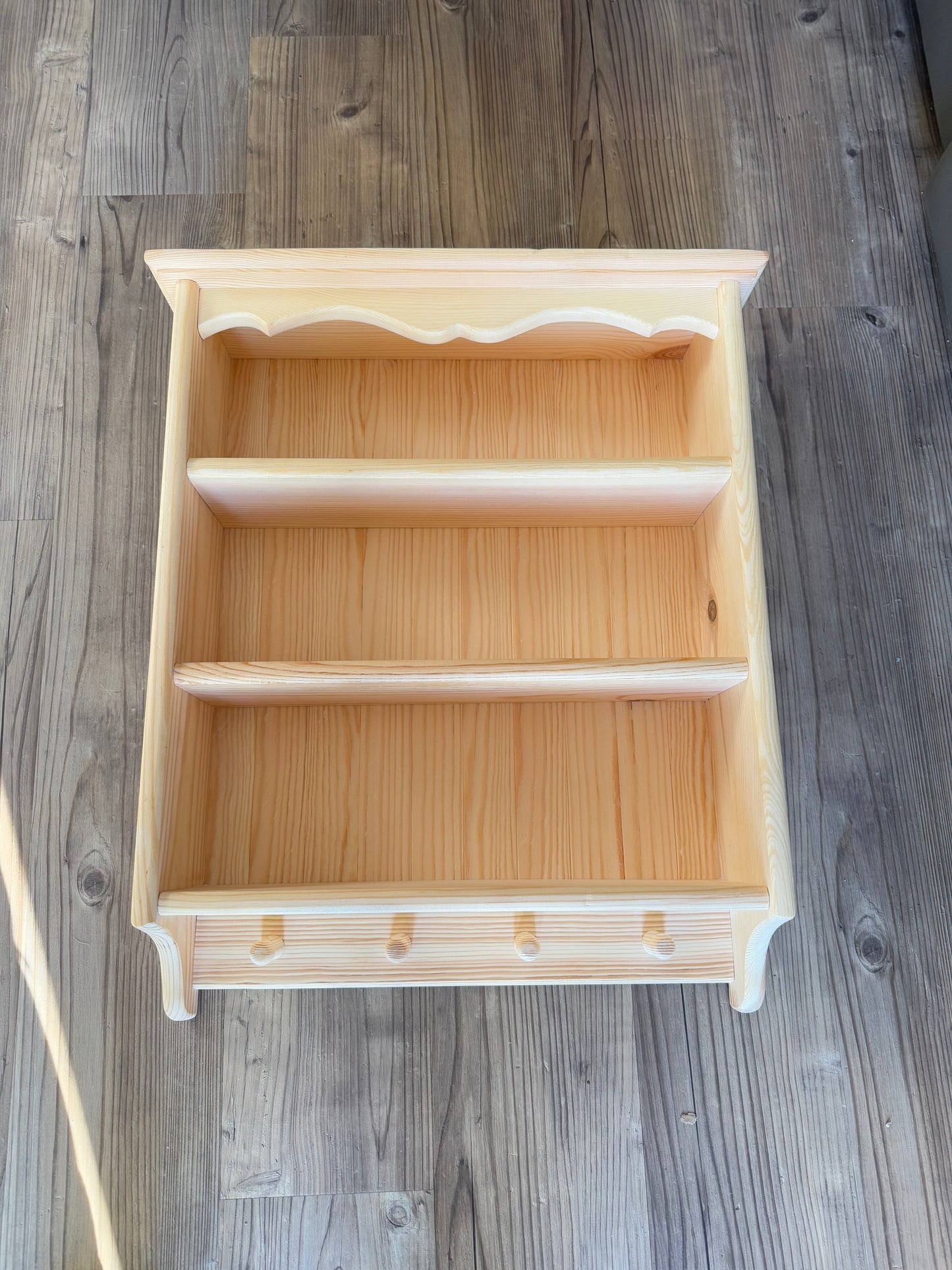 Wooden Handmade Open Cabinet With Mug Pegs
