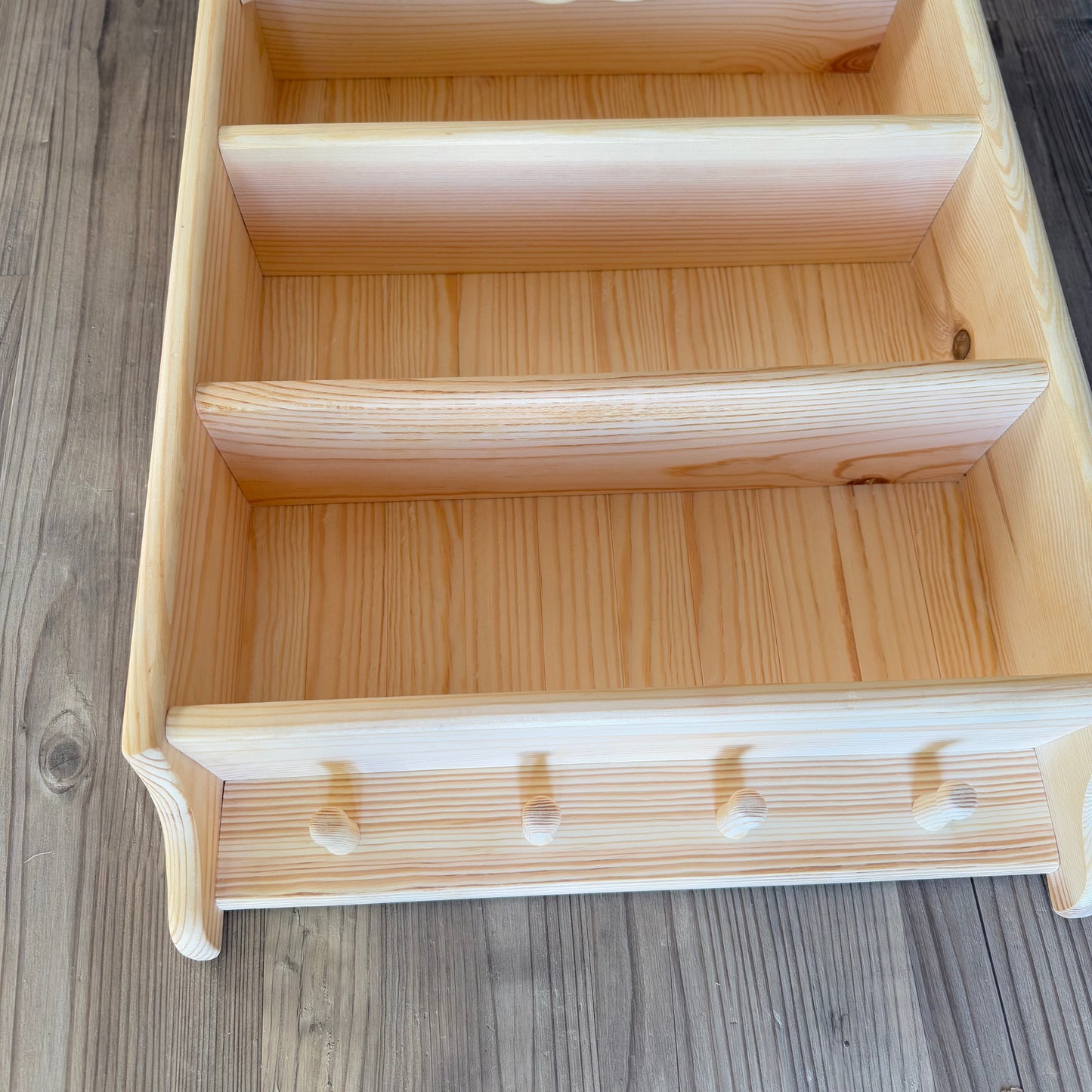 Wooden Handmade Open Cabinet With Mug Pegs