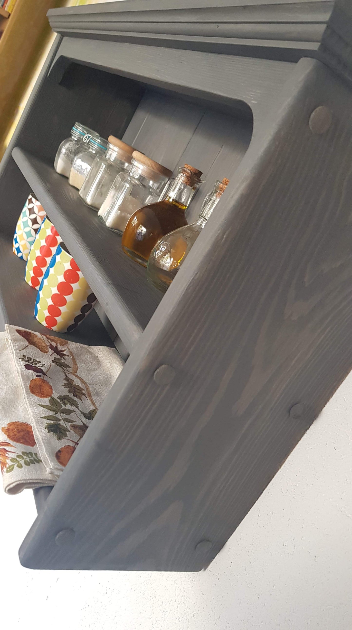 s84 Solid pine wall mounted shelving with back panelling
