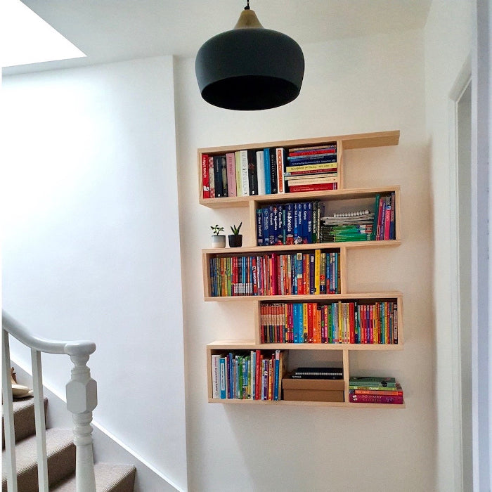 LEANNE Handmade Wall-Mounted Bookshelf – Modern Zigzag Design