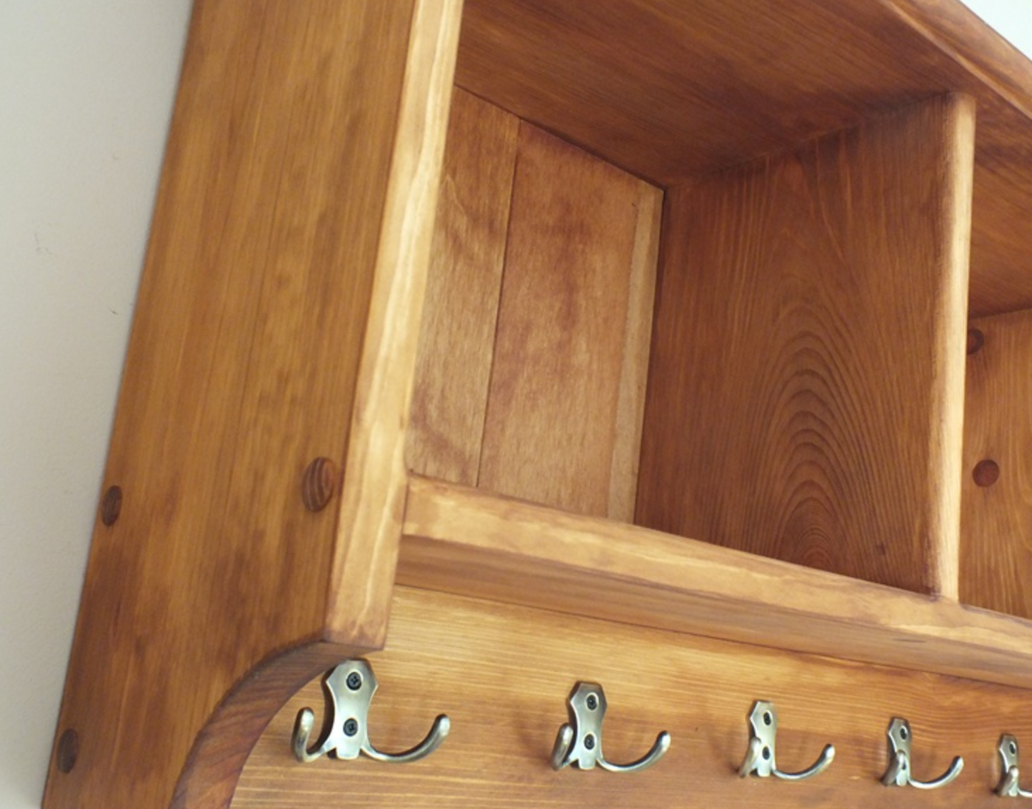 s6 Handcrafted wall mounted compartments unit with hooks