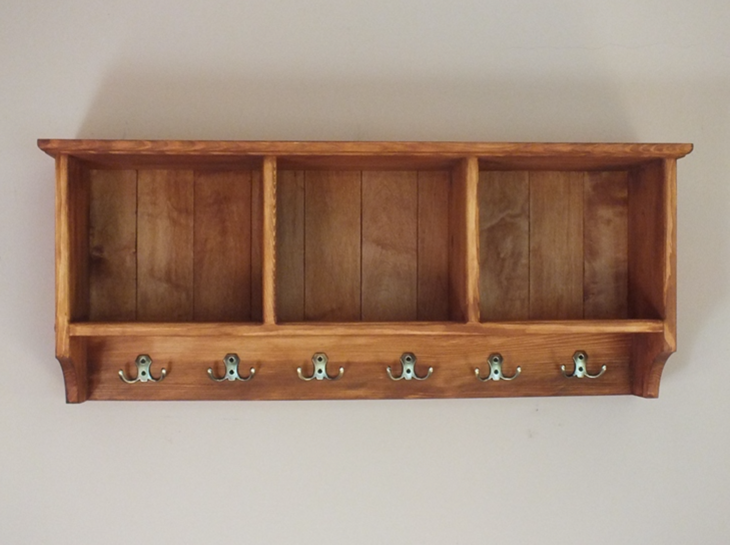 s6 Handcrafted wall mounted compartments unit with hooks