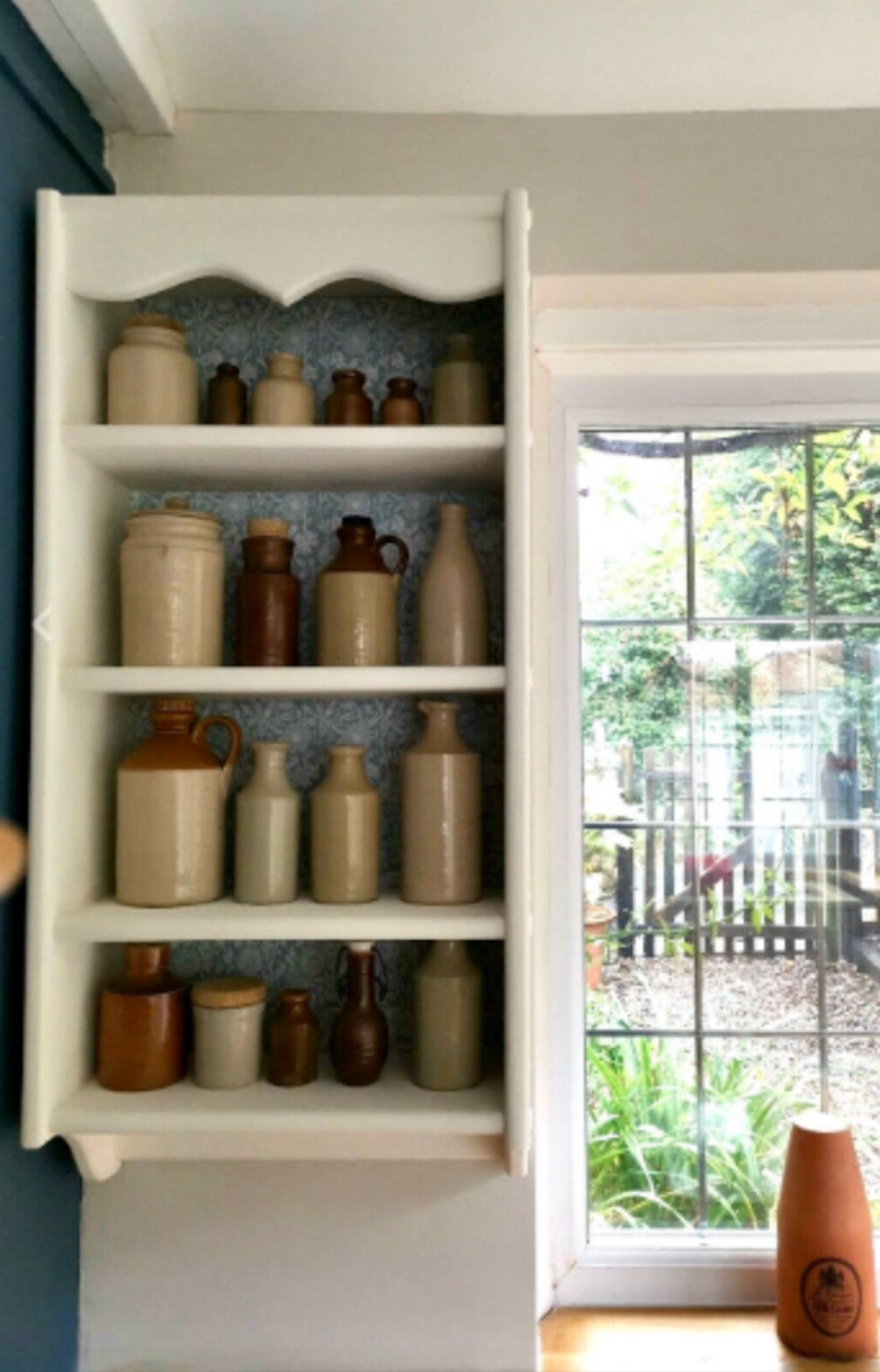 s95 Handmade jars/bottles wall mounted shelving