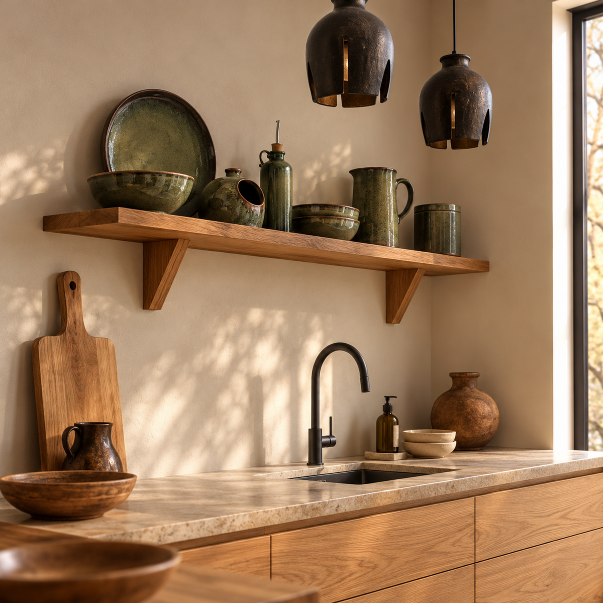 Wanda – Asymmetrical Solid Oak Wall Shelf