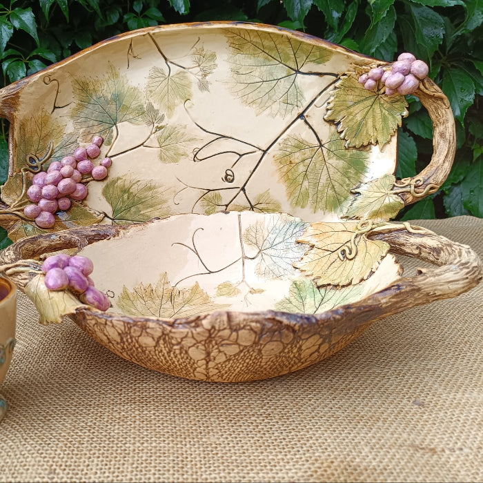 GRAPE Handcrafted Ceramic Grape Vine Bowl – Rustic Elegance for Every Table