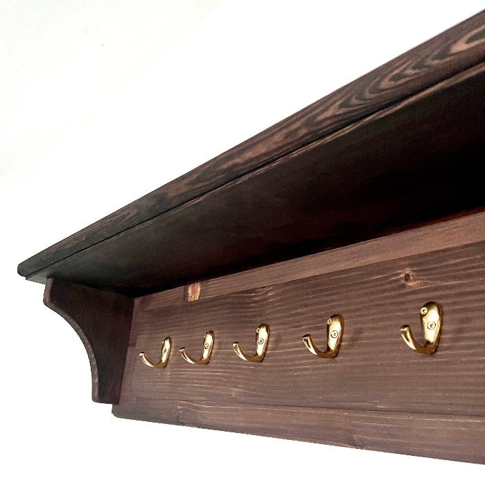 h8 Wooden Wall Coat Rack with Shelf & Hooks – Elegant Storage for Entryways & Hallways