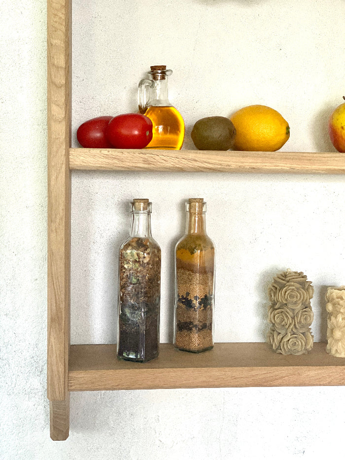 MARLOWE Solid Oak Wall Shelf – Two-Tier Rustic Display Unit