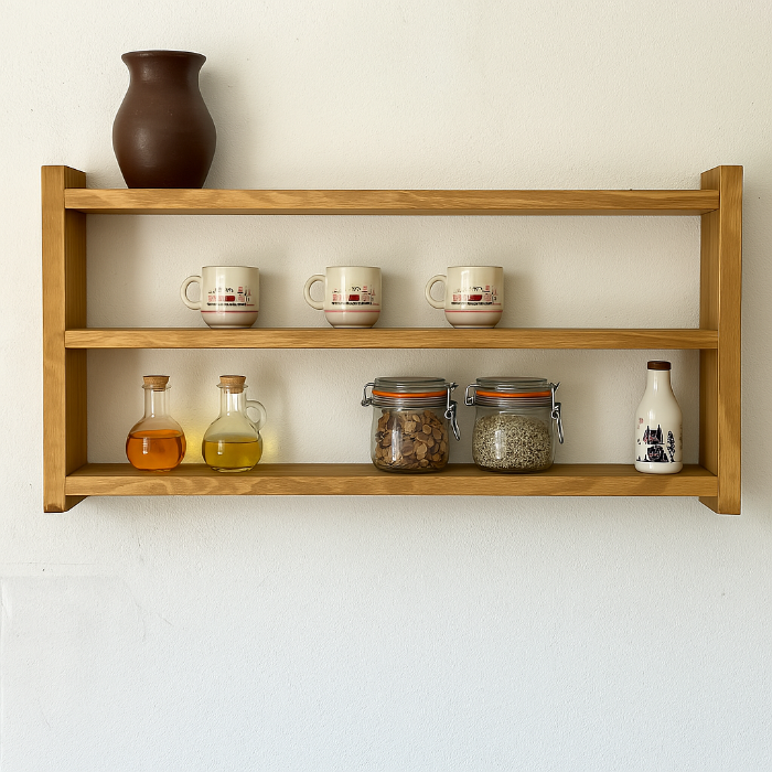 s13 Wall-Mounted Wooden Shelf – Minimalist 2-Tier Rack for Kitchen & Home