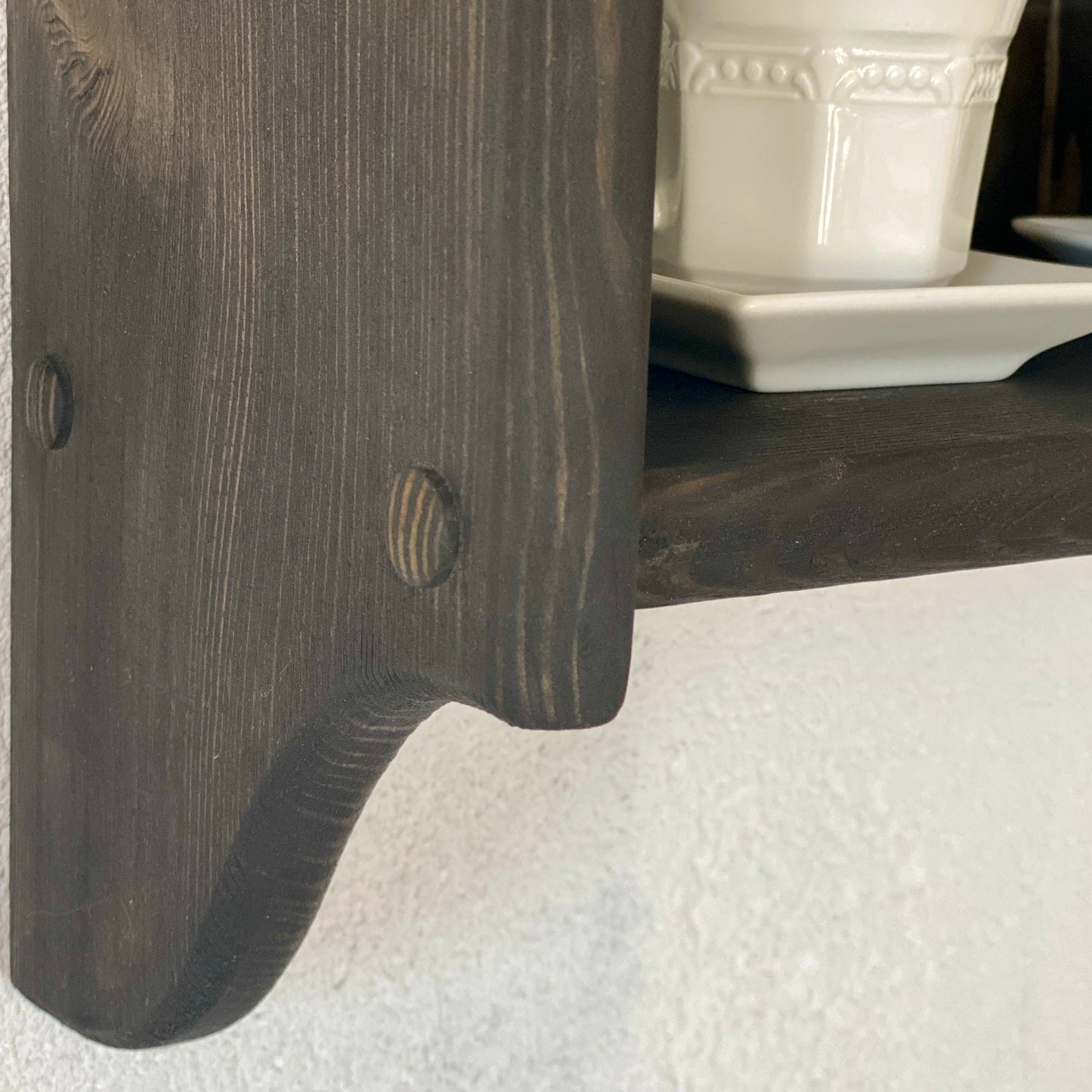 Noemie — Cottage Wall Shelf with Decorative Top