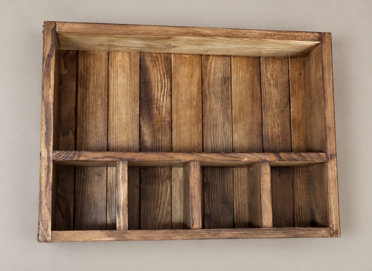 Aveline — Solid Pine Wall Shelf with Five Compartments