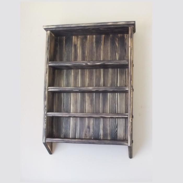 s52 Rustic Pine Wall-Mounted Wooden Rack – 4 Shelf Organizer