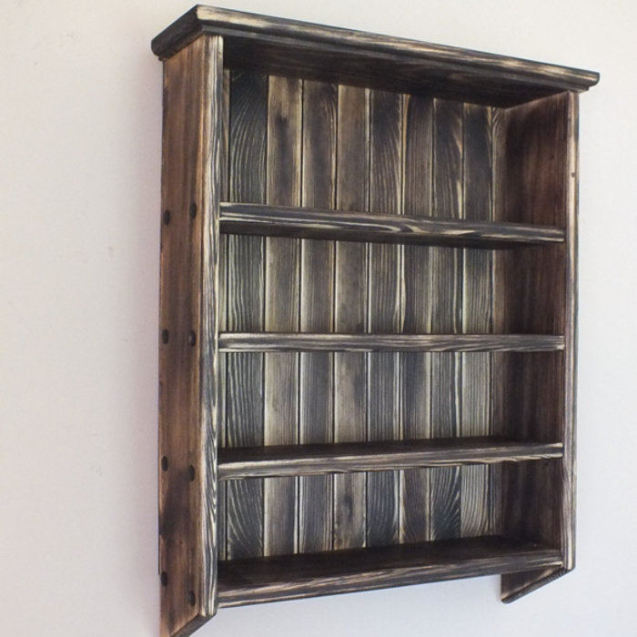 s52 Rustic Pine Wall-Mounted Wooden Rack – 4 Shelf Organizer