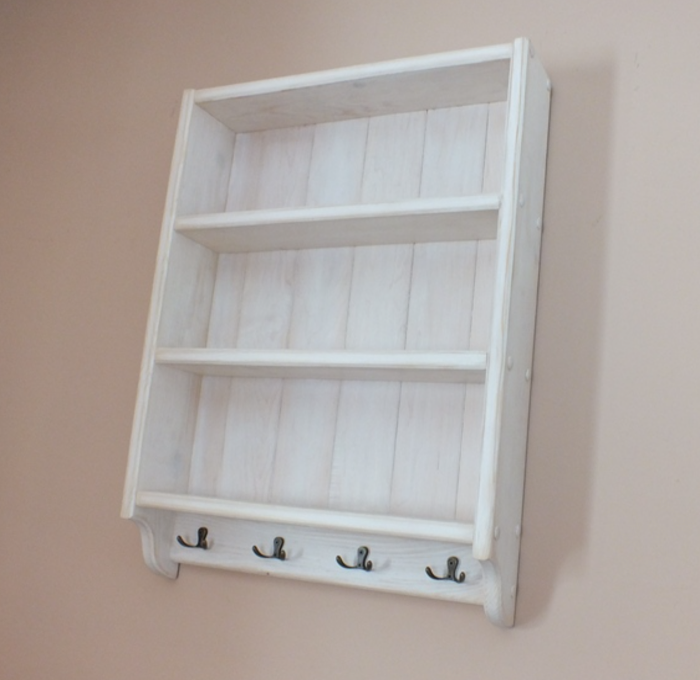 KIM BESPOKE s66 Handmade Wooden Wall Shelf WITHOUT HOOKS, NO BOTTOM PANEL – Timeless Farmhouse Style