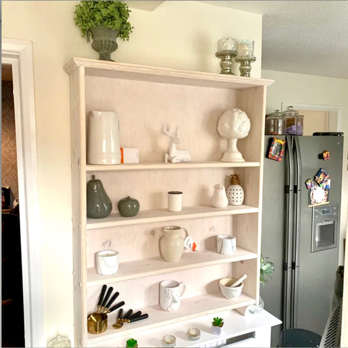 s71 MICHELLE BESPOKE Rustic Wooden Kitchen Shelf – Wall-Mounted Storage with Farmhouse Charm