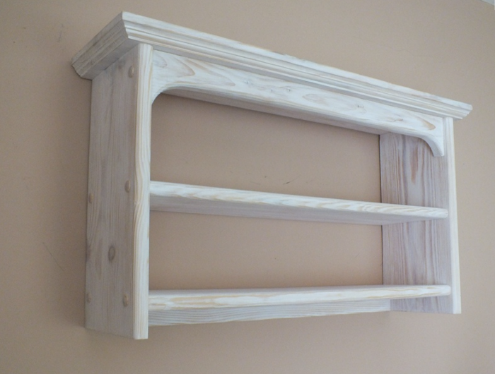 s83 Handmade Wooden Kitchen Wall Shelf – Two-Tier Display Storage