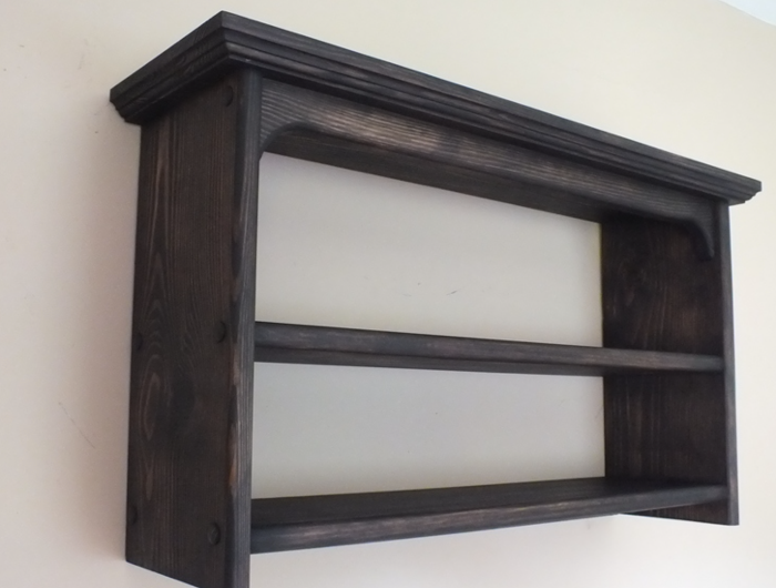 s83 Handmade Wooden Kitchen Wall Shelf – Two-Tier Display Storage