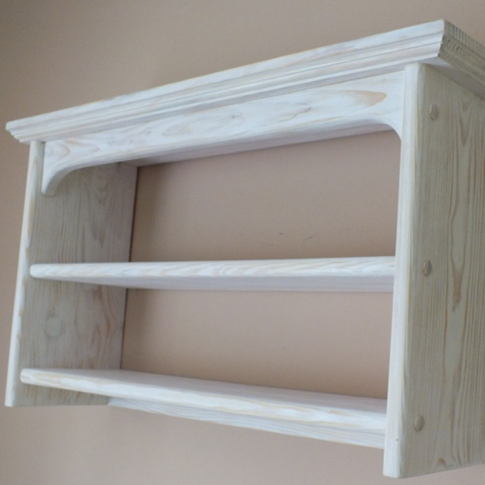 s83 Handmade Wooden Kitchen Wall Shelf – Two-Tier Display Storage
