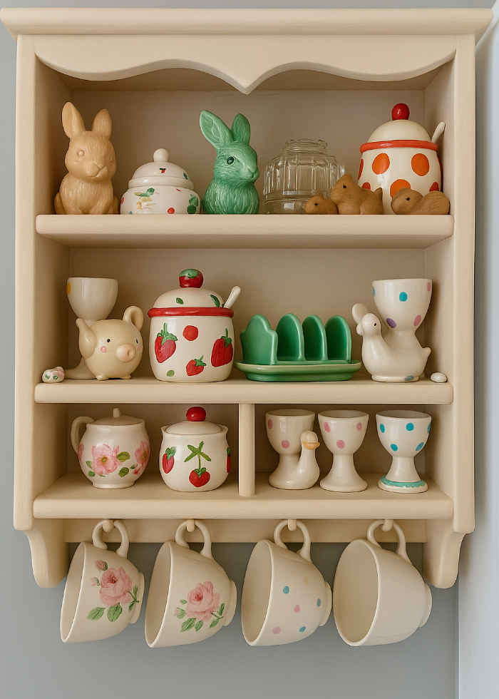 s98 Rustic Wooden Wall Shelf with Peg Hooks – Handmade Cottage Charm