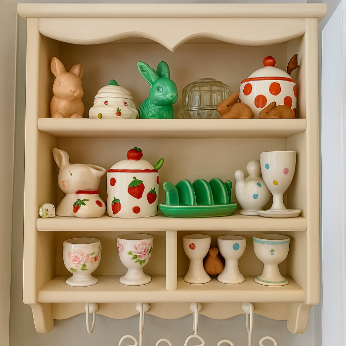 s98 Rustic Wooden Wall Shelf with Peg Hooks – Handmade Cottage Charm