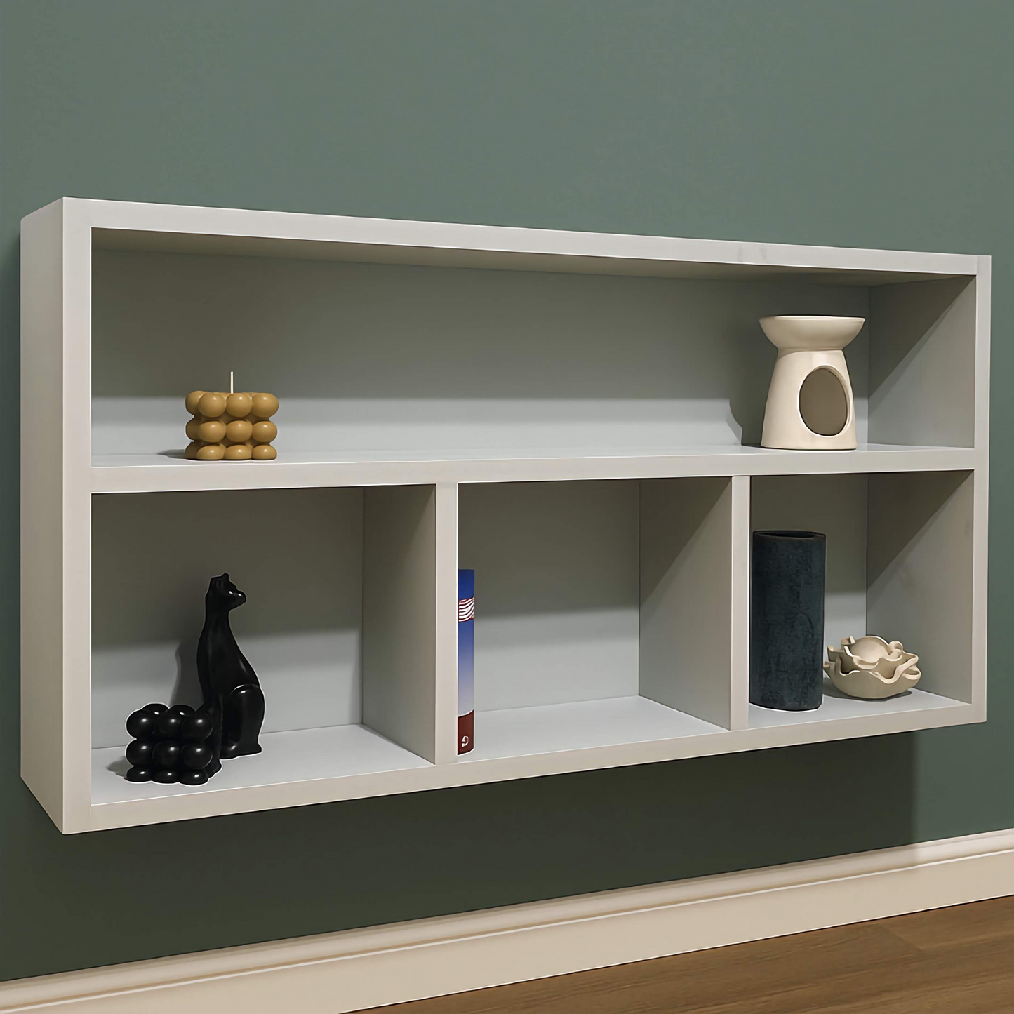 AMY Modernes offenes Bücherregal aus massivem Kiefernholz