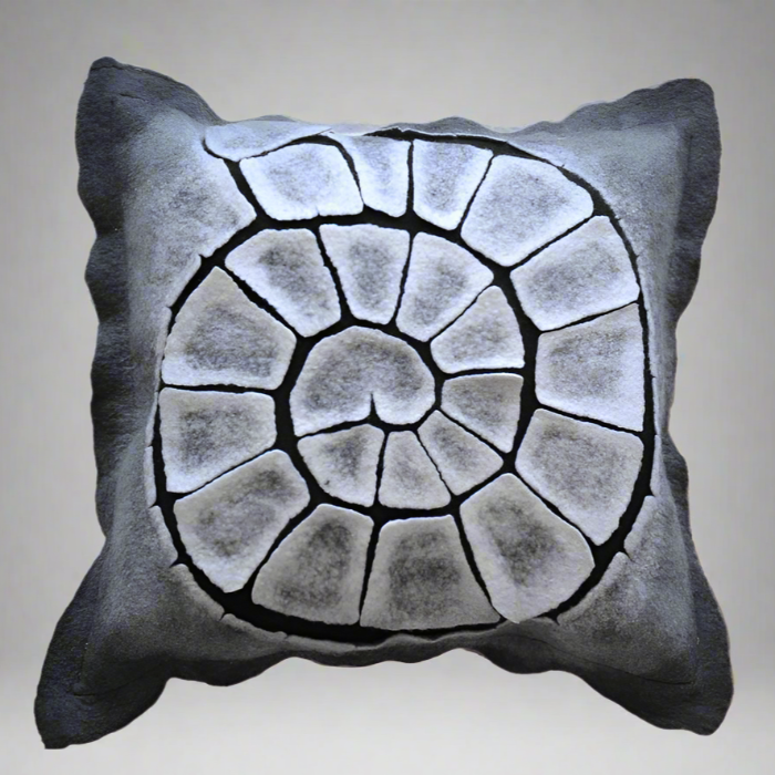 FOSSIL Spiral Felt Pillow – Handcrafted Wool Cushion Cover Inspired by Nature