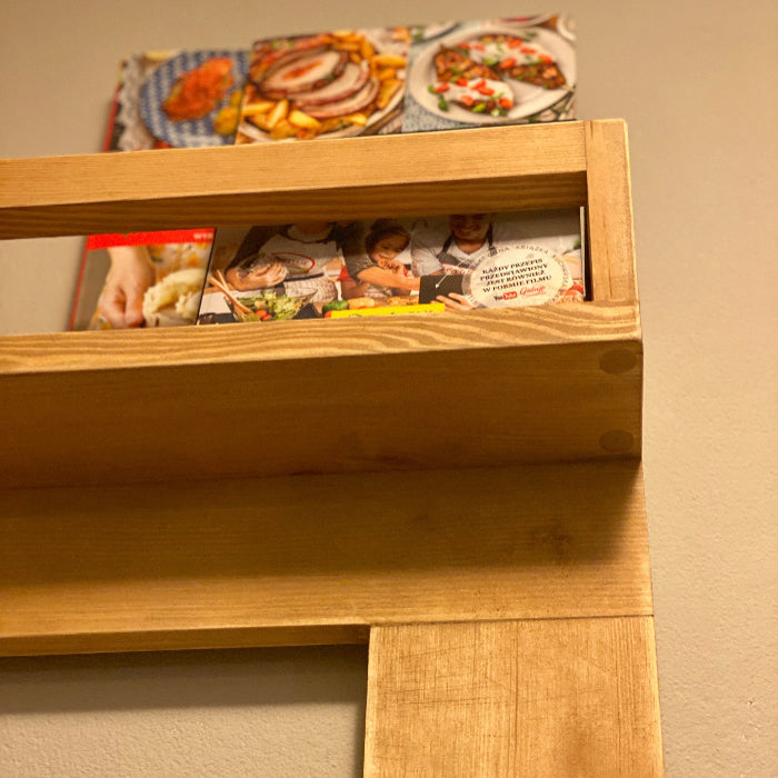 w5 Wall-Mounted Kitchen Shelf Rack – Natural Wood Organizer
