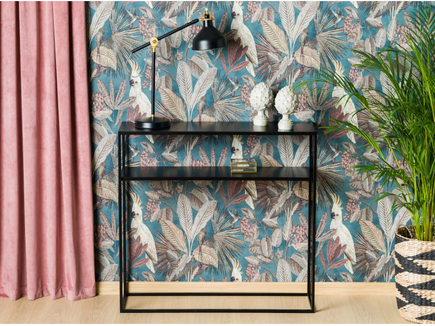 SCANDI Metal freestanding slim console with metal or wooden top