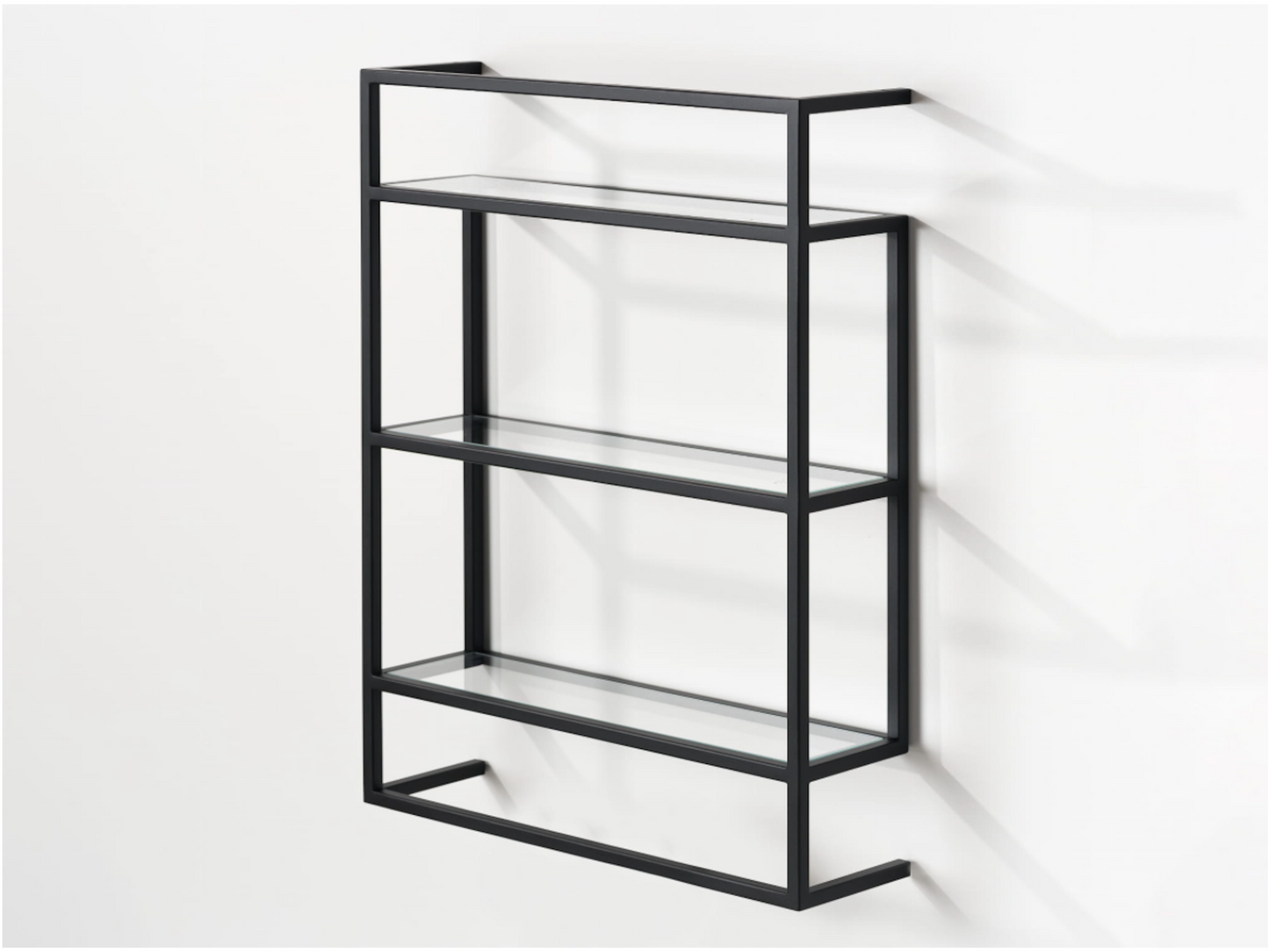 PAULA Bathroom shelf with toughened glass shelves and towel rack