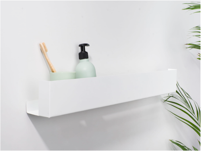 BAIN TWIN Minimalist Wall-Mounted Bathroom Shelf – Sleek Powder-Coated Storage