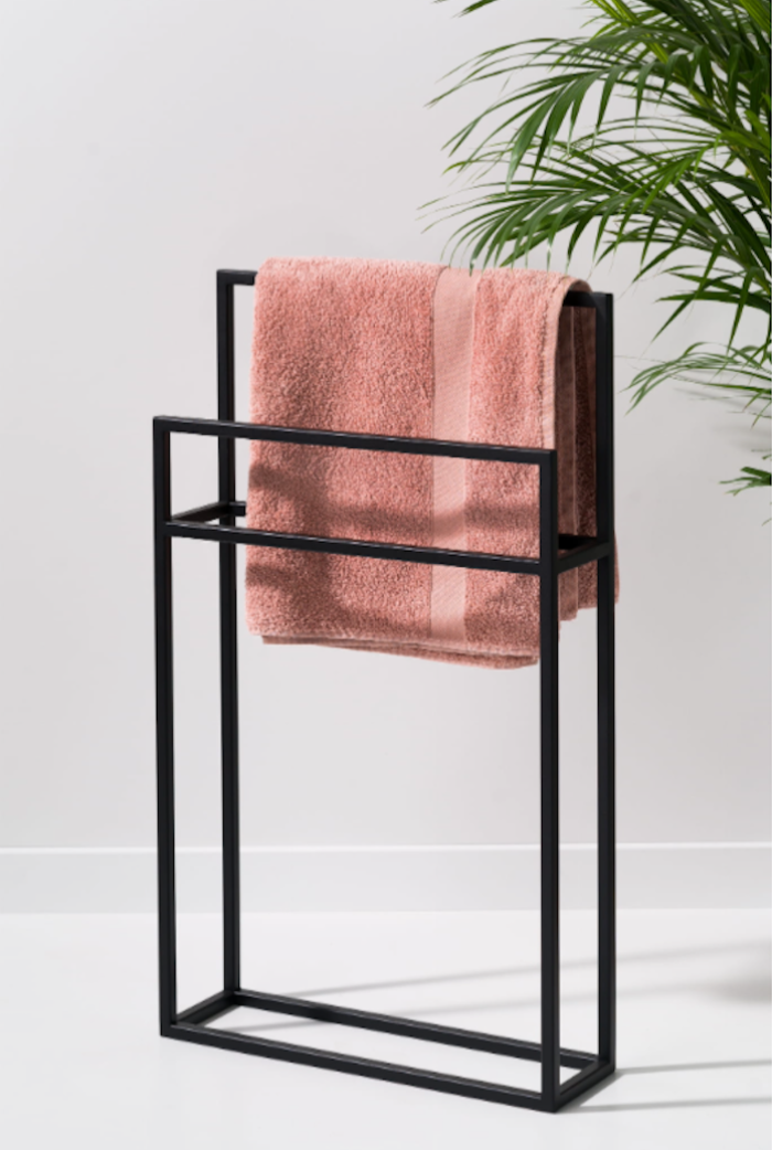 BIRK Minimalist Freestanding Towel Rack – Modern Metal Bathroom Stand