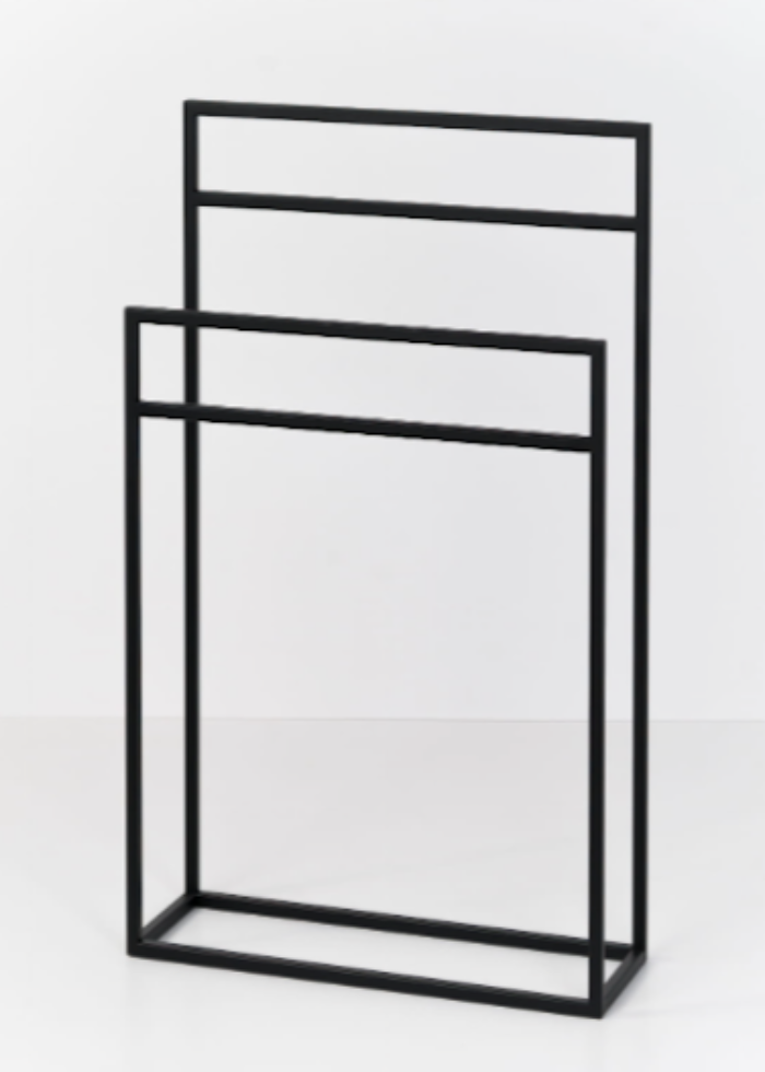 IVO Minimalist Black Metal Towel Rack – Modern Freestanding Bathroom & Bedroom Organizer