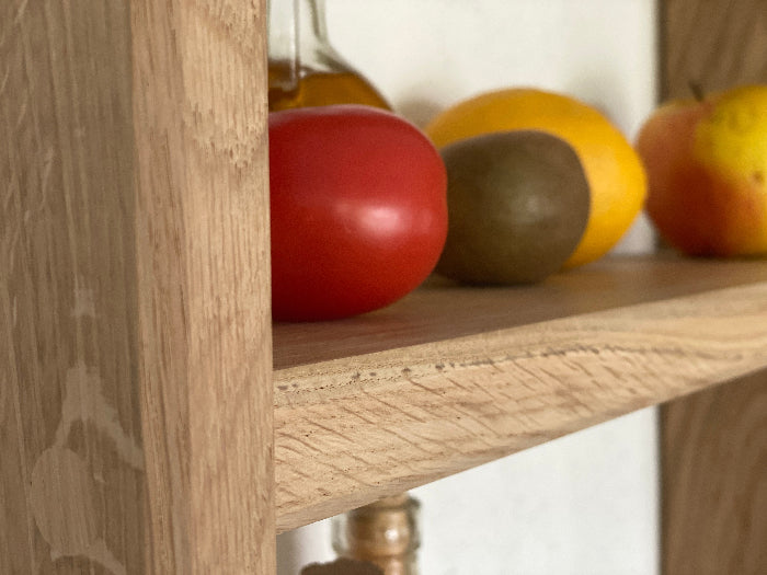 MARLOWE Solid Oak Wall Shelf – Two-Tier Rustic Display Unit