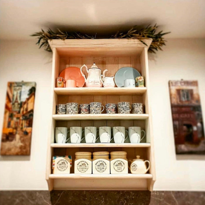 s71 MICHELLE BESPOKE Rustic Wooden Kitchen Shelf – Wall-Mounted Storage with Farmhouse Charm