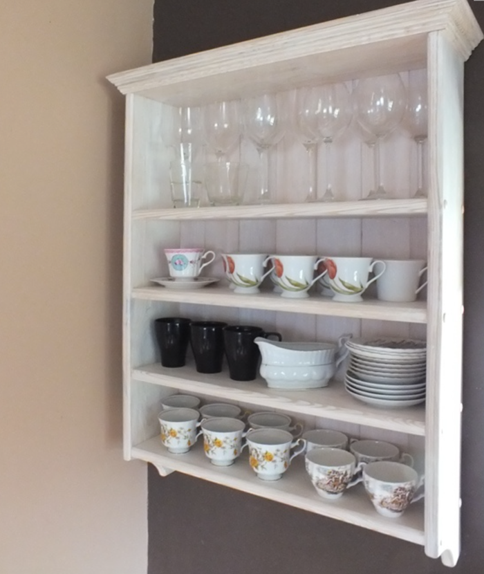 s71 MICHELLE BESPOKE Rustic Wooden Kitchen Shelf – Wall-Mounted Storage with Farmhouse Charm