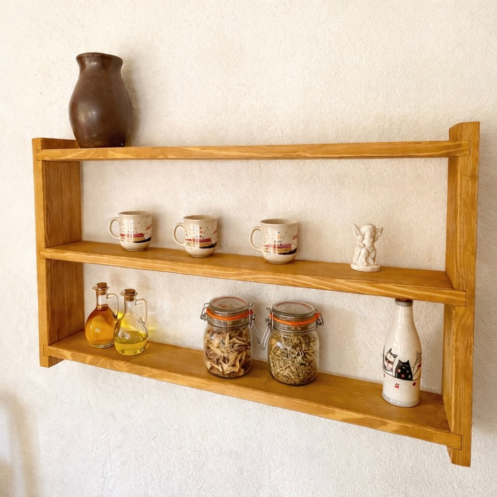 Chiara — Wall-Mounted 2-Tier Wooden Shelf