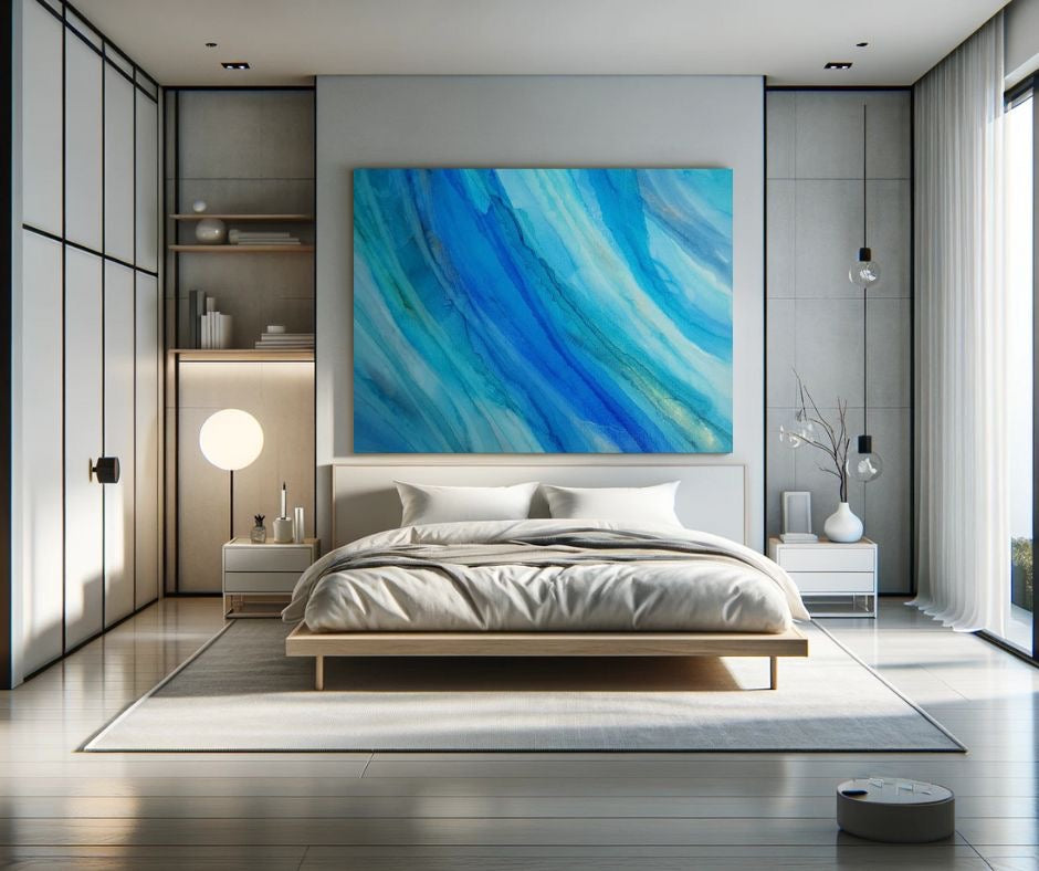 Blue Sea acrylic ink on canvas box coated with acrylic varnish | wall art | artwork