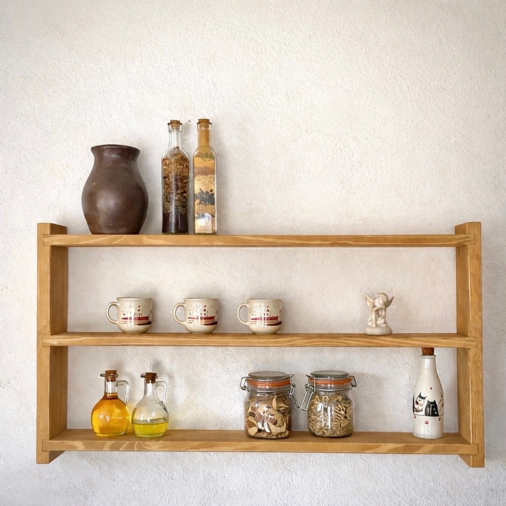 Chiara — Wall-Mounted 2-Tier Wooden Shelf