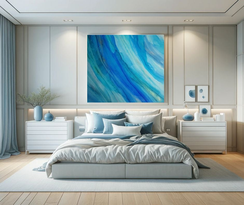 Blue Sea acrylic ink on canvas box coated with acrylic varnish | wall art | artwork