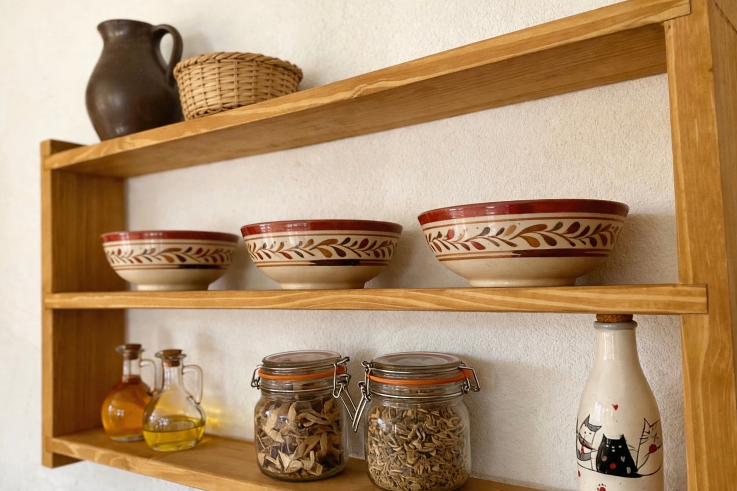 Chiara — Wall-Mounted 2-Tier Wooden Shelf