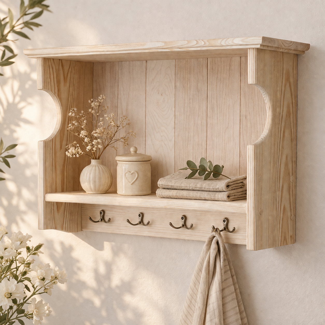 Claudine — Kitchen Wall Cabinet with Hooks
