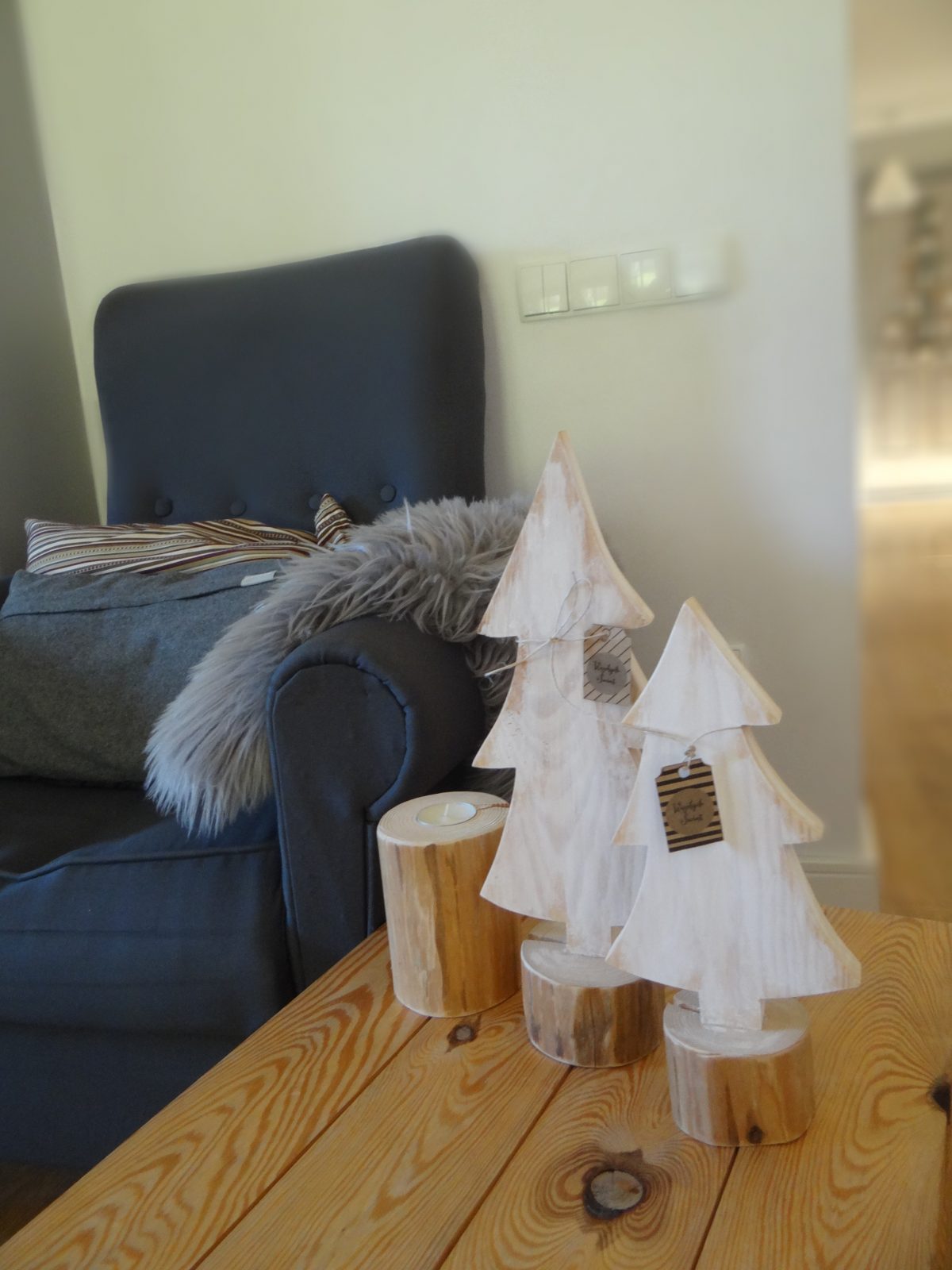 Wooden Christmas Tree On A Stump
