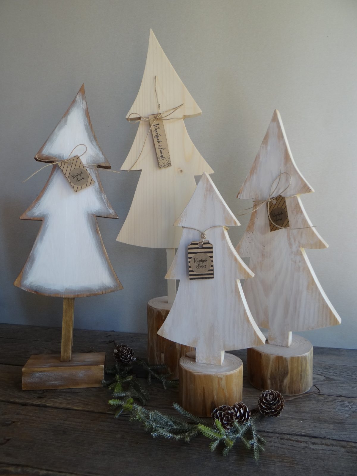 Wooden Christmas Tree On A Stump