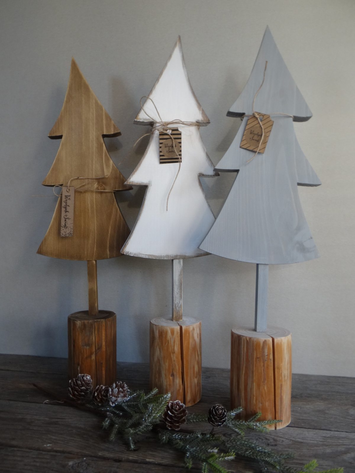 Wooden Christmas Tree On A Stump
