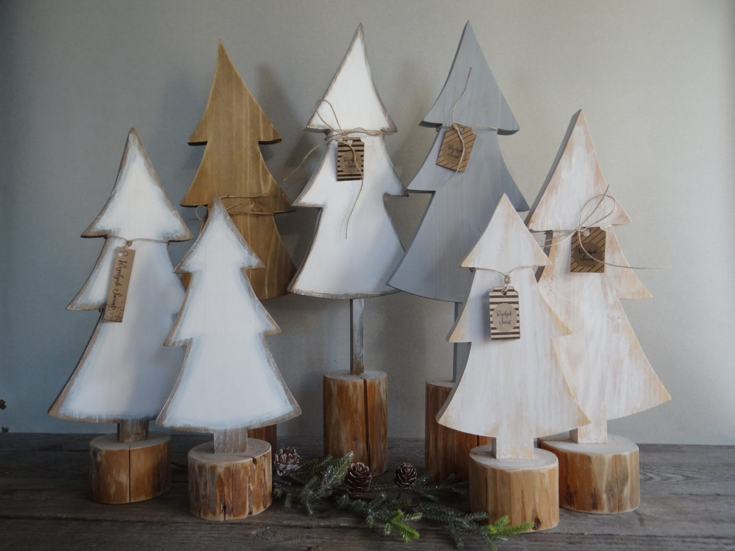 Wooden Christmas Tree On A Stump