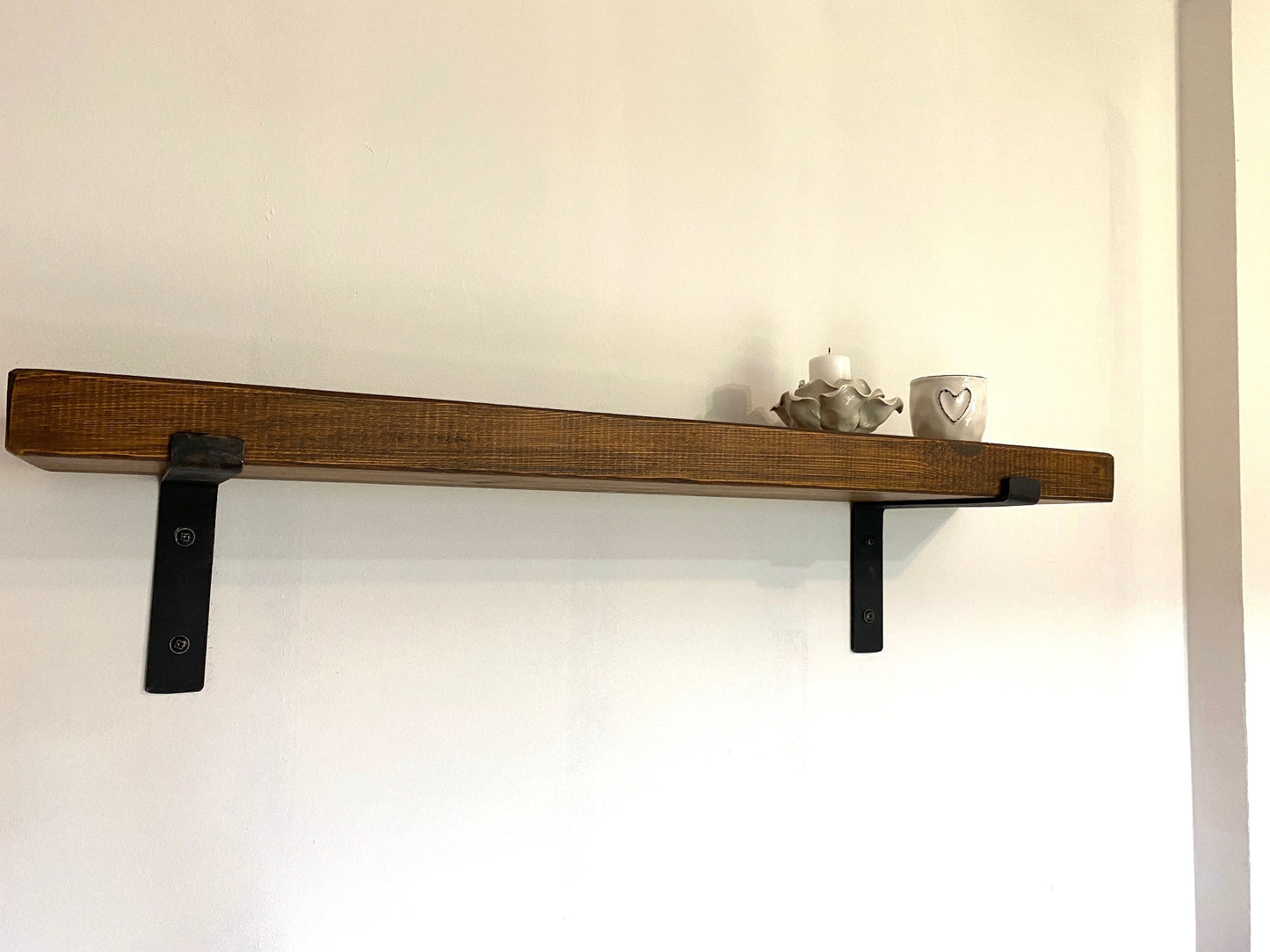 Forge — Oak Wall Shelf with Metal Brackets |5x16