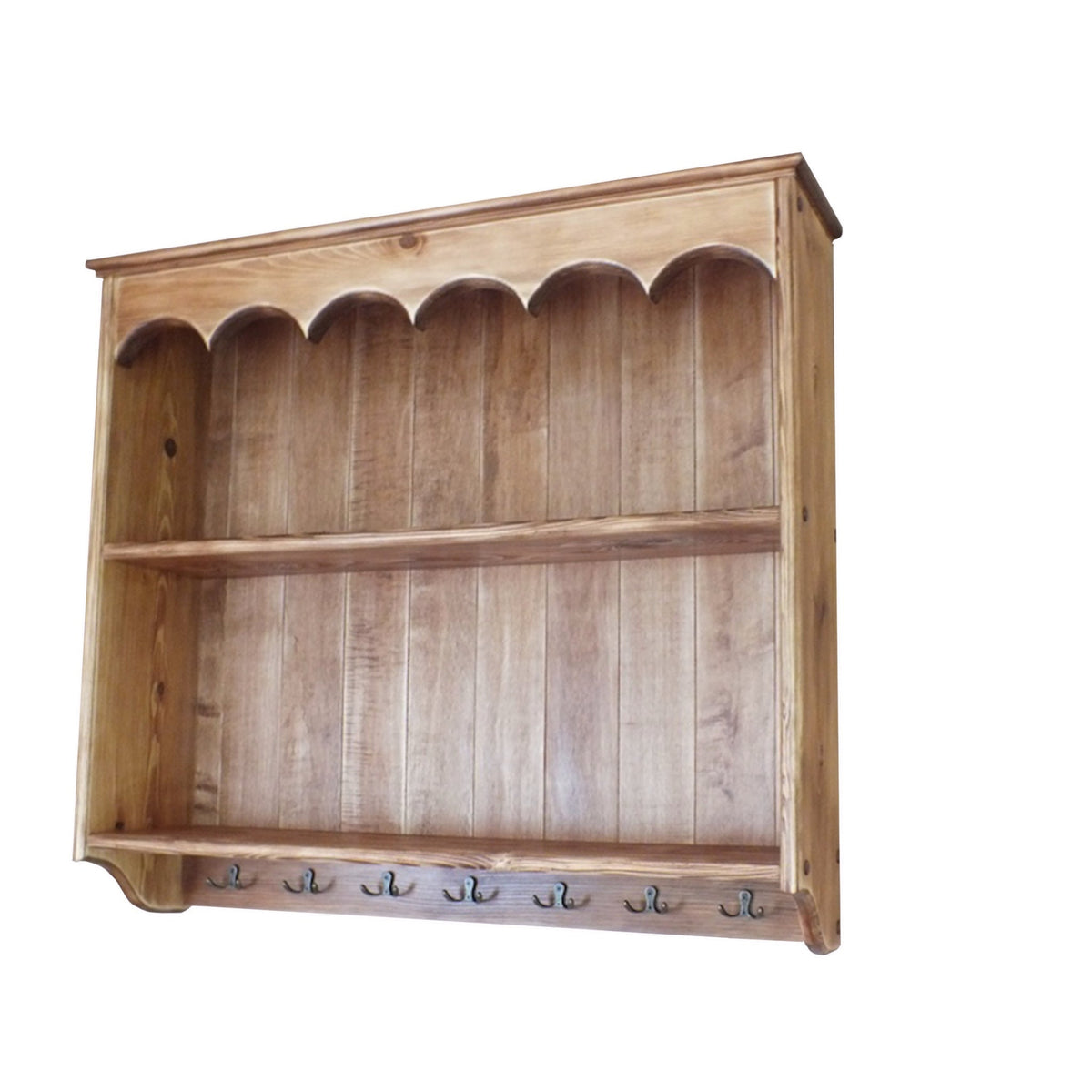 Apolline — Rustic Wooden Wall Shelf with Hooks