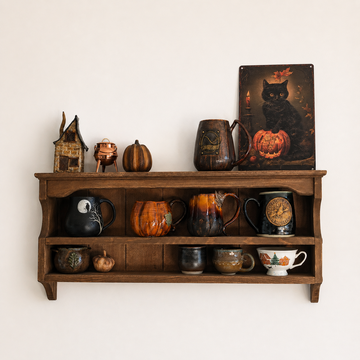 Heloise — Cottage Wall Shelf & Mug Display