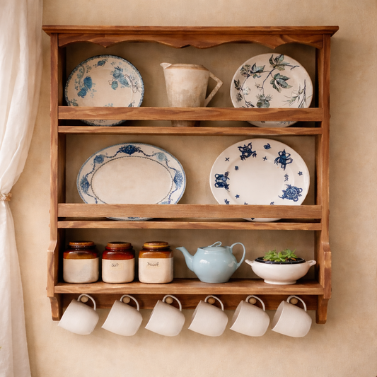 Colette — Plate Rack Shelf with Wooden Pegs